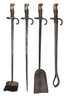 Lot 353 - Companion Set. WWI French Gras bayonet fireside companion set