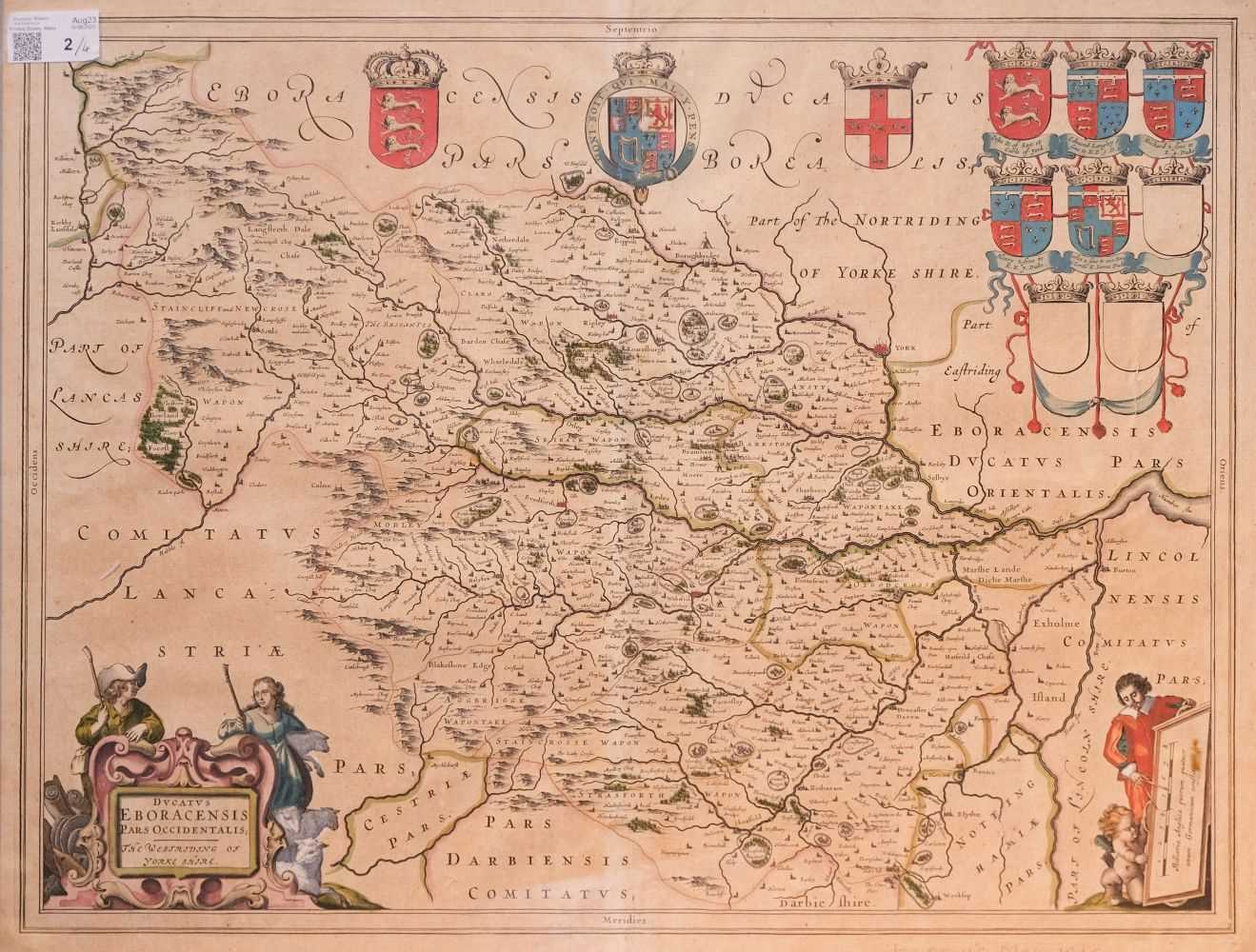 Lot 2 - Blaeu (Johannes). Ducatus Eboracensis pars Occidentalis; The West Riding of Yorkshire, 1646