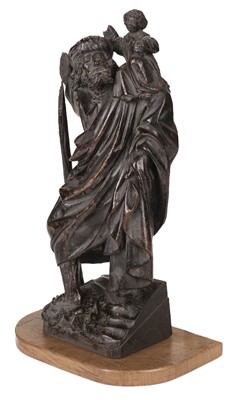 Lot 107 - Netherlandish School. St Christopher and Christ Child, 16 century, carved oak