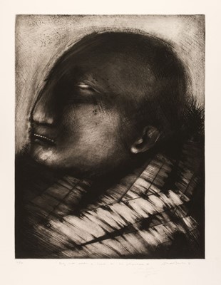 Lot 278 - Pacheco (Ana Maria, 1943). Every man wears a head on his shoulder III, 1981, etching, signed