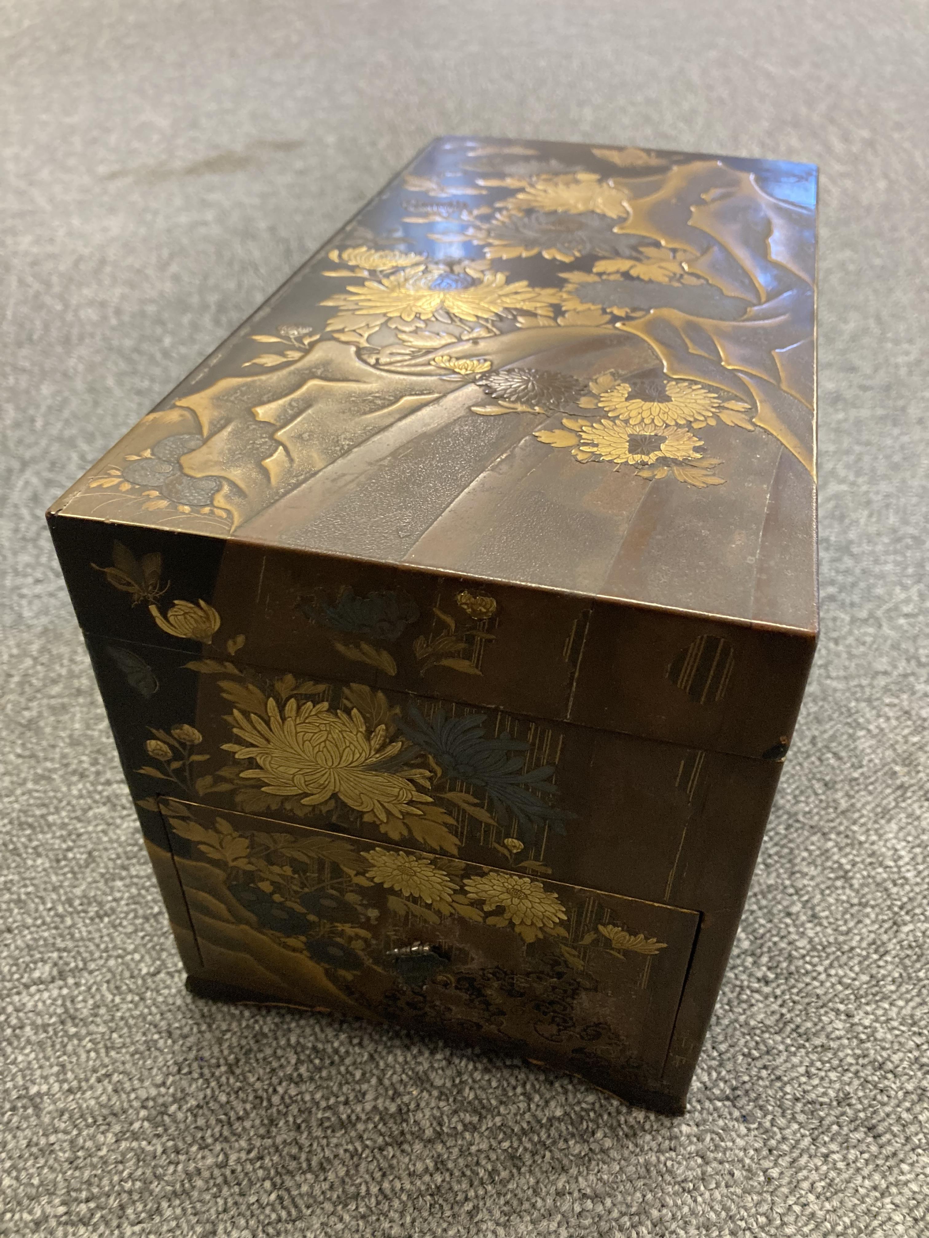 Lot 473 - Calligraphy Box. A Japanese lacquer