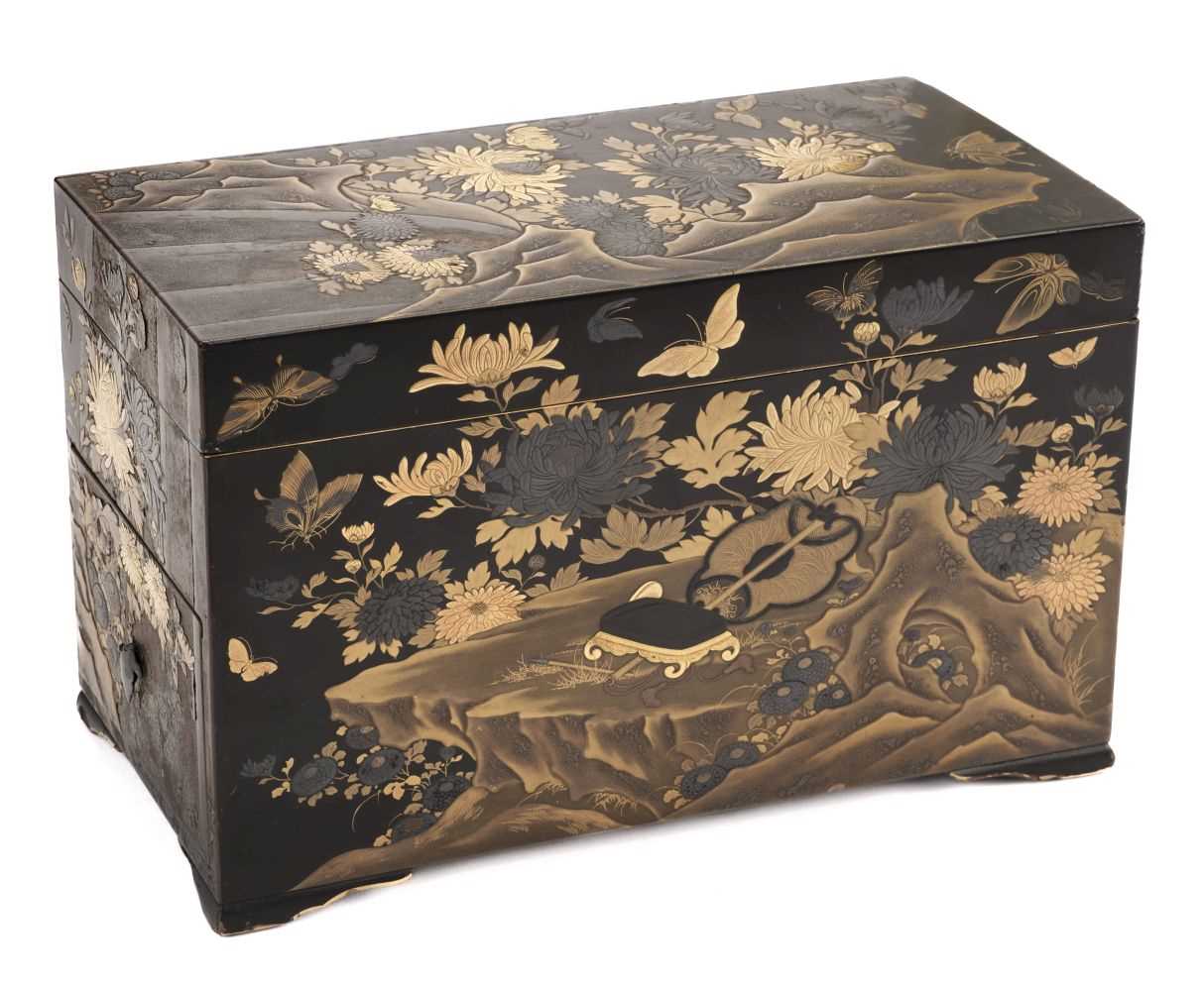 Lot 473 - Calligraphy Box. A Japanese lacquer