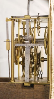 Lot 570 - Clock. An 18th century longcase clock movement by Samuel Quarman, Temple Cloud