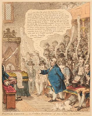 Lot 268 - Gillray (James). Political Candour; - ie - Coalition "Resolutions" of June 14th 1805