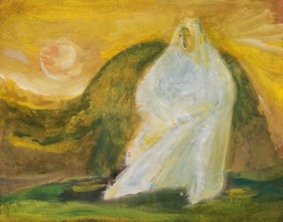 Lot 320 - Collins (Elisabeth, 1905-2000), White Figure in the Mountains, 1988, gouache