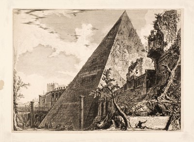 Lot 27 - Piranesi (Giovanni Battista, 1720-1778). Piramide di C. Cestio,  from Vedute di Roma, 1756