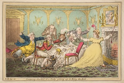 Lot 254 - Gillray (James). Company Shocked at a Lady getting up to Ring the Bell, H. Humphry, 1804