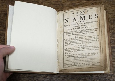 Lot 46 - Simons (Mathew). A Book of the Names of all Parishes, Market Towns ... in England and Wales, 1657