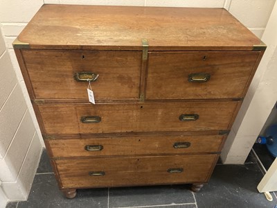 Lot 580 - Campaign Chest. A 19th century brass-bound mahogany campaign chest