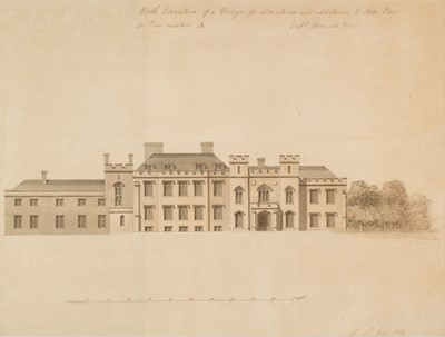 Lot 159 - Attributed to William Atkinson (1774/5–1839). North Elevation of a Design ... Stock Place, 1814