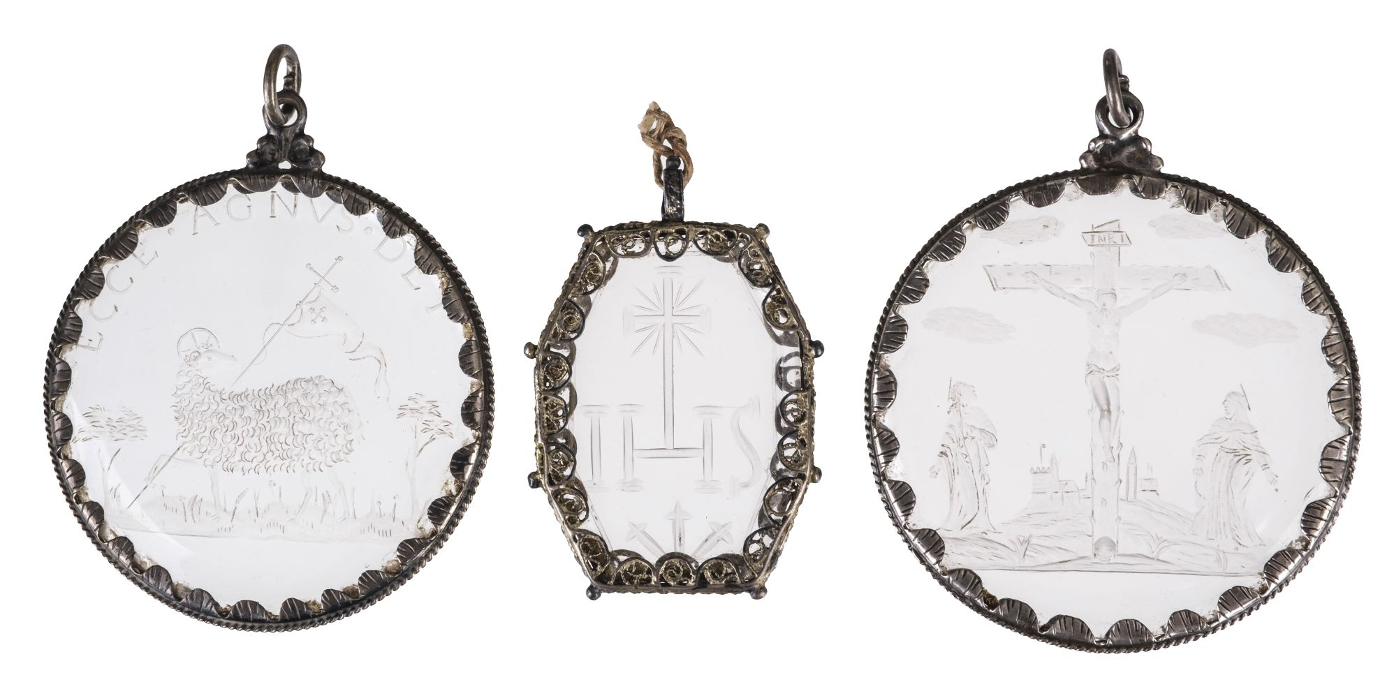 Lot 451 - Religious Panels. A glass miniature probably