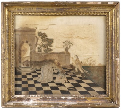Lot 649 - Embroidered picture. The Prodigal Son, late 17th/early18th century