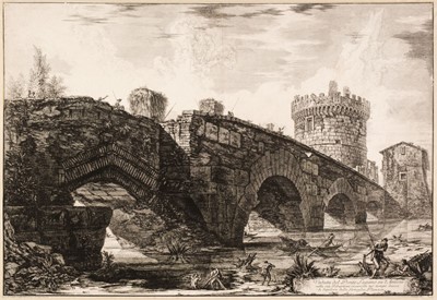 Lot 10 - Piranesi (Giovanni Battista, 1720-1778). Veduta del Ponte Lugano su l'Anione, 1763, etching