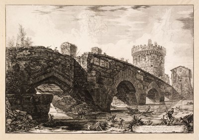 Lot 30 - Piranesi (Giovanni Battista, 1720-78). Veduta del Ponte Lugano su l'Anione, 1763, etching