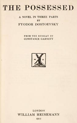 Lot 416 - Dostoevsky (Fyodor). The Possessed. A Novel in Three Parts, 1st edition in English, London, 1913