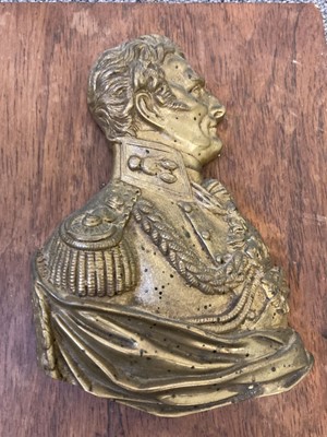 Lot 542 - Duke of Wellington. A group of three bronze gilded reliefs of the Duke of Wellington