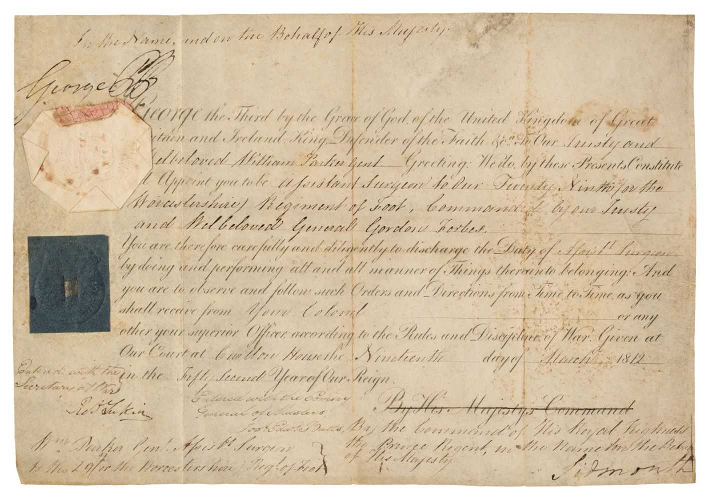 Lot 306 - George IV (1762-1830). Two Documents Signed, 'George P.R.' as Prince Regent