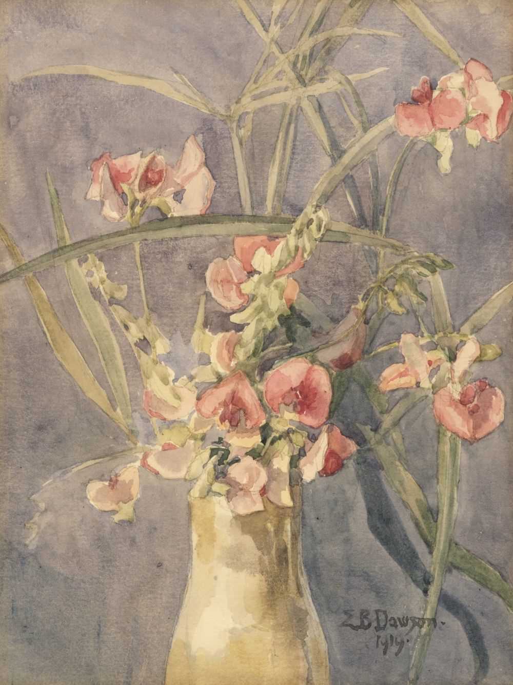 Lot 296 - Dawson (Edith Brearey, 1862-1928). Sweet Peas, 1919