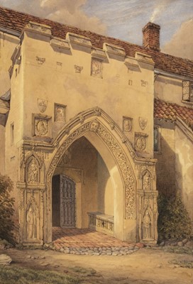 Lot 161 - Russel (Fred Brett, 1813-1869). Arminghall Old Hall Porch, circa 1863, watercolour