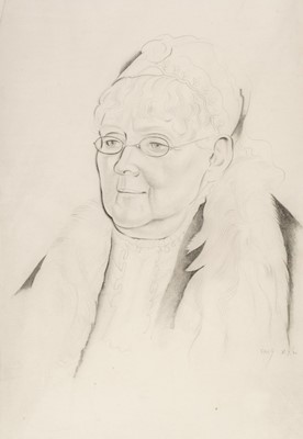 Lot 304 - Gill (Eric, 1882-1942). Portrait of Elisabeth Förster-Nietzsche, 1930, pencil on paper, signed