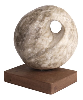 Lot 403 - Style of Barbara Hepworth. Pierced Ovoid Form, carved marble