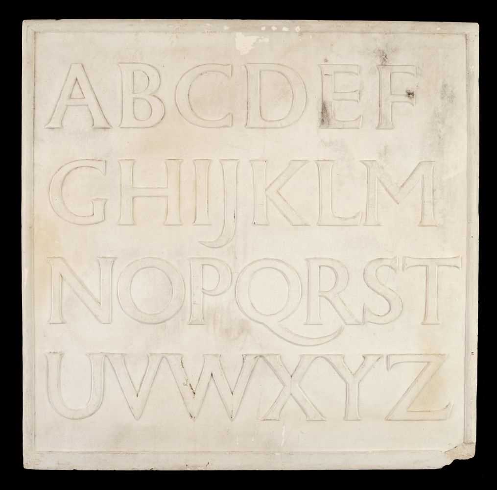 Lot 401 - After Eric Gill (1882-1942). Alphabet (raised font), plaster copy