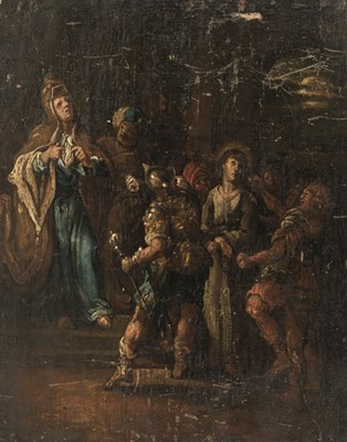 Lot 66 - Flemish School. Christ before Herod, circa 1700, oil on panel, and one other small oil on panel