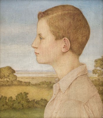 Lot 326 - Gere (Charles March, 1869-1957). Portrait of a Boy in Profile, circa 1925, oil on wood panel