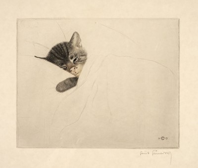 Lot 243 - Grunewald (Guido, 1881-1935). Sleeping Kitten, etching