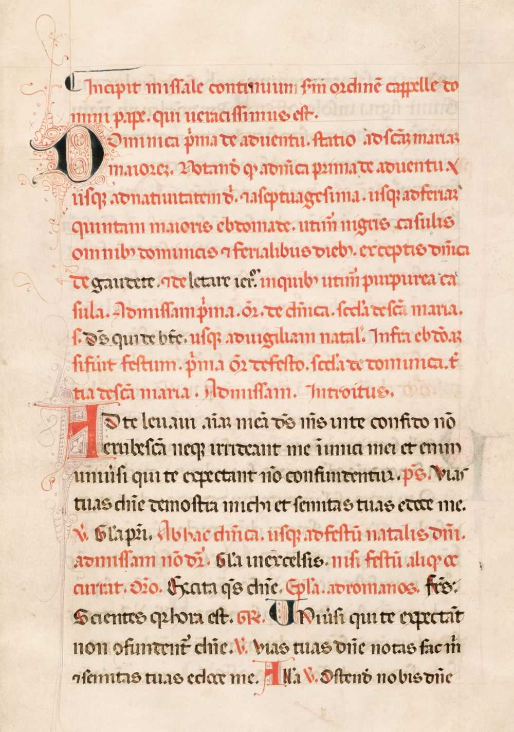 Lot 331 - Missal Leaves. Six manuscript missal leaves on vellum, circa 1350