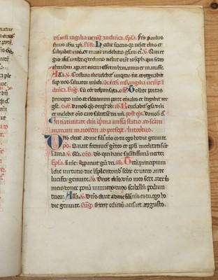 Lot 331 - Missal Leaves. Six manuscript missal leaves on vellum, circa 1350