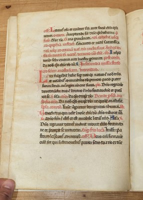 Lot 331 - Missal Leaves. Six manuscript missal leaves on vellum, circa 1350