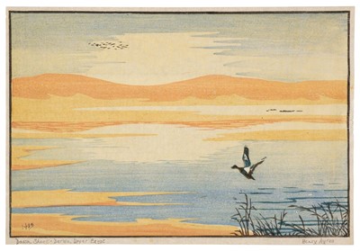 Lot 69 - Ayres (Henry F., early-mid 20th c.). Dawn Shoot - Derwa, Upper Egypt, colour woodcut, & 8 others