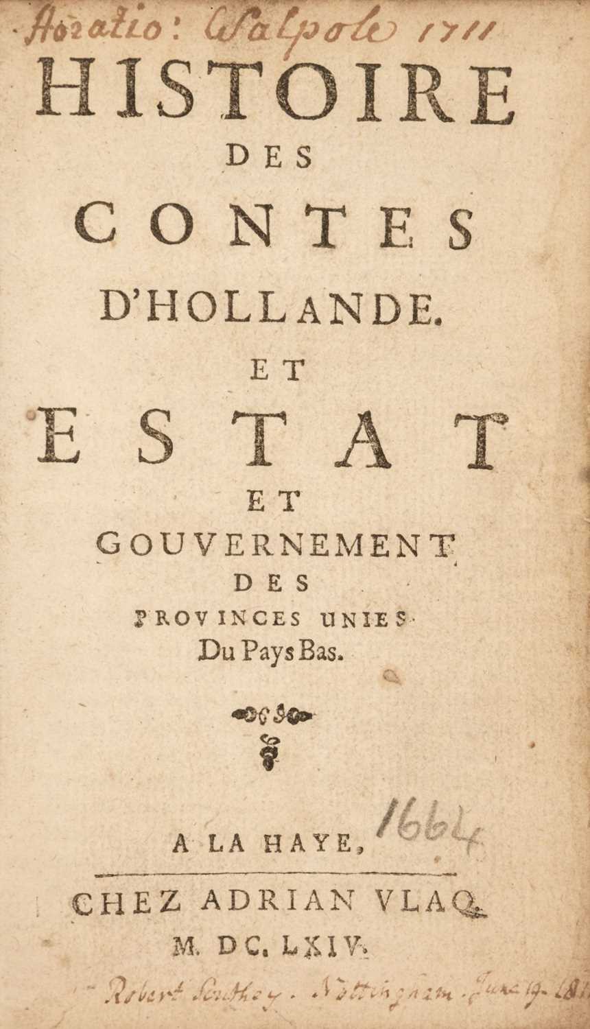 Lot 345 - Schrijver, Pieter. Histoire des contes d'Hollande et estat et gouvernement des provinces, 1664