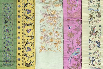 Lot 404 - Chinese. A collection of embroidered silk borders and motifs, late 19th/early 20th century