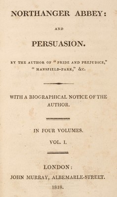 Lot 366 - Austen (Jane). Northanger Abbey: and Persuasion, 2 volumes (of 4), 1st edition, 1818