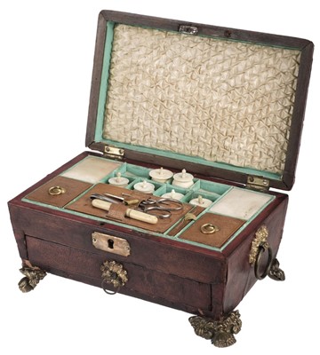 Lot 441 - Sewing box. A leather work box, Thomas Lund, 57 Cornhill, London, circa 1815