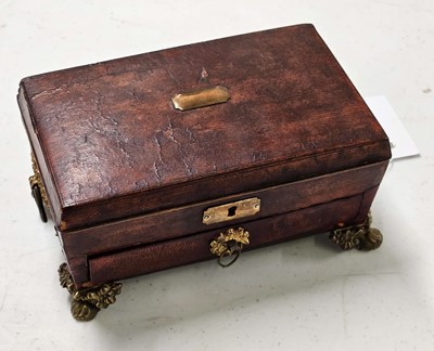 Lot 441 - Sewing box. A leather work box, Thomas Lund, 57 Cornhill, London, circa 1815