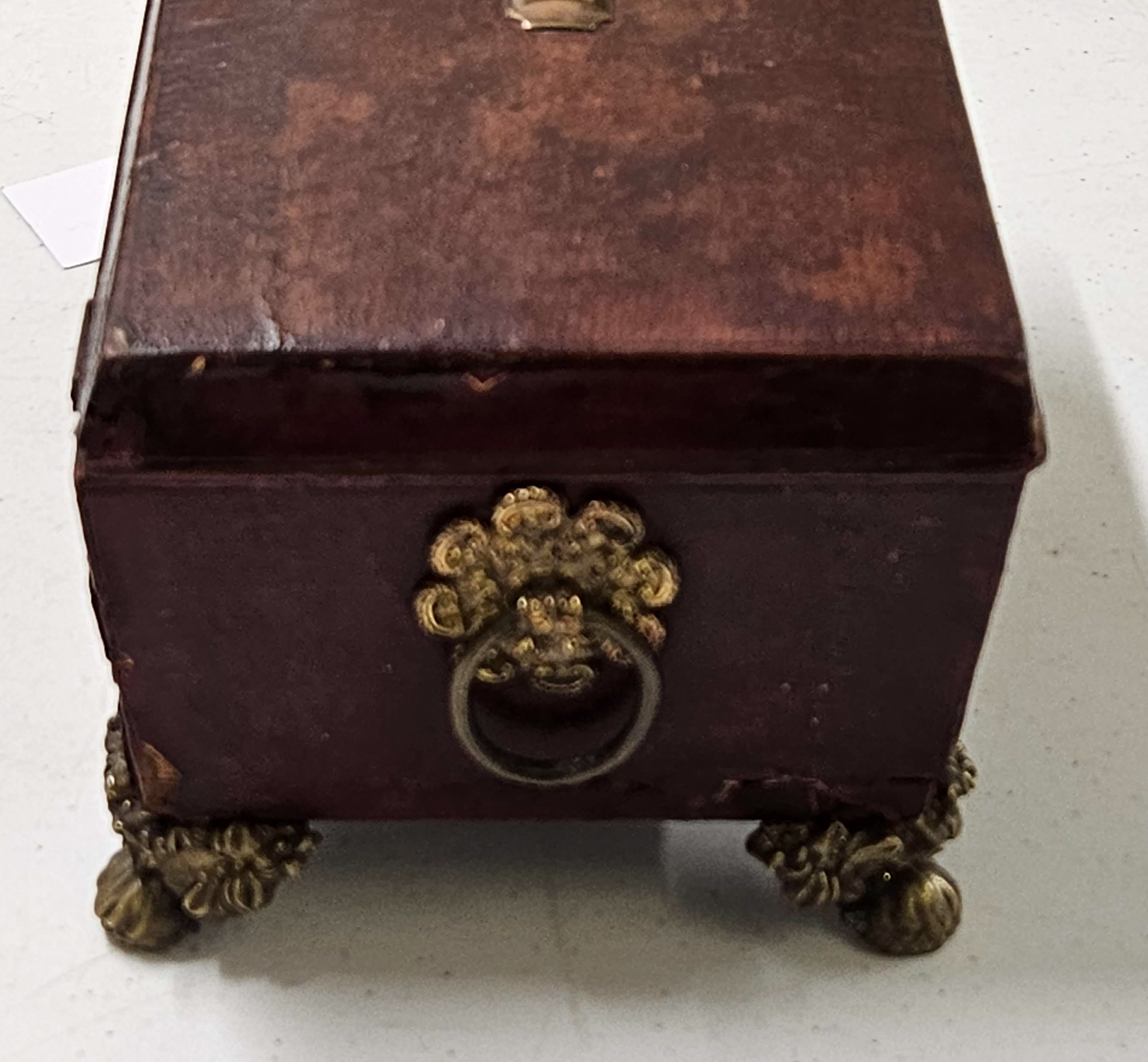 Lot 441 - Sewing box. A leather work box, Thomas Lund,