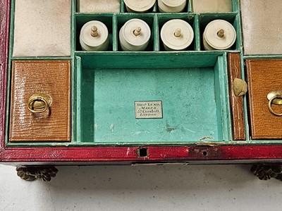 Lot 441 - Sewing box. A leather work box, Thomas Lund, 57 Cornhill, London, circa 1815