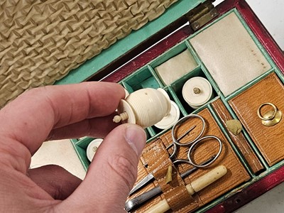 Lot 441 - Sewing box. A leather work box, Thomas Lund, 57 Cornhill, London, circa 1815