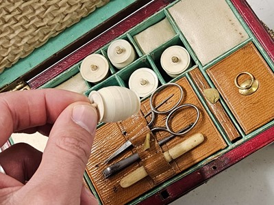 Lot 441 - Sewing box. A leather work box, Thomas Lund, 57 Cornhill, London, circa 1815