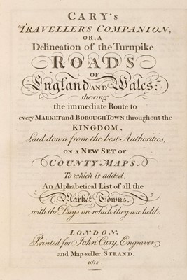 Lot 234 - Cary (John). Cary's Traveller's Companion or, A Delineation of the Turnpike Roads, 1812