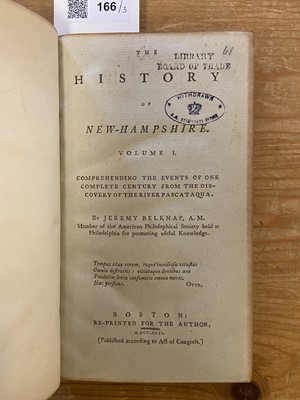 Lot 166 - Belknap (Jeremy). The History of New Hampshire, 3 volumes, 1791-92