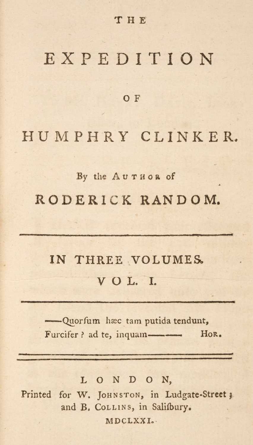 Lot 147 - Smollett (Tobias). The Expedition of Humphry Clinker, 3 volumes, 1st edition, London: 1771