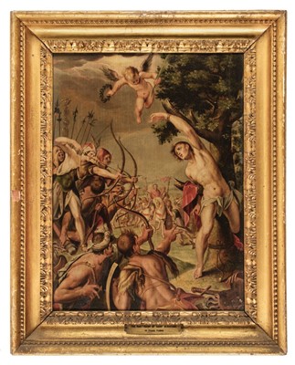 Lot 34 - Studio of Hans van Aachen, The Martyrdom of Saint Sebastian, c. 1554, oil on panel