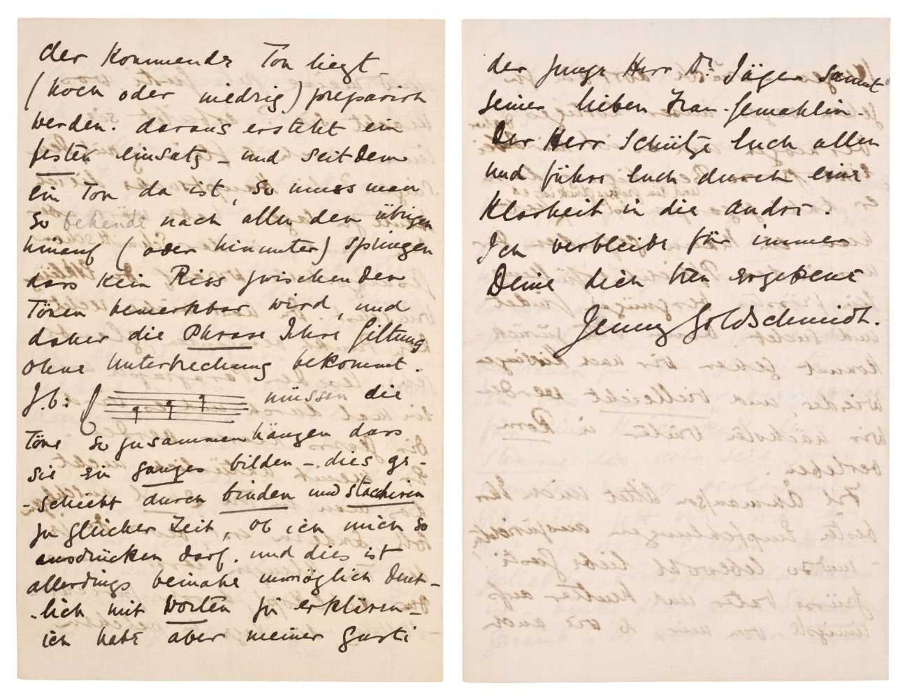 Lot 353 - Lind (Jenny, 1820-1887). Autograph Letter Signed, 'Jenny Goldschmidt', Ems, 8 June 1855