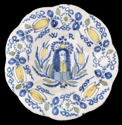 Lot 343 - Dutch Delft. William III delft charger circa 1690