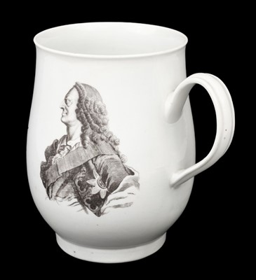 Lot 363 - Worcester. George II commemorative porcelain mug by Robert Hancock circa 1760