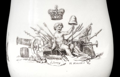 Lot 363 - Worcester. George II commemorative porcelain mug by Robert Hancock circa 1760